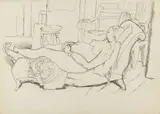 Afro Basaldella, Nudo di Maria disteso, 1944, pencil grassa on paper a mano
