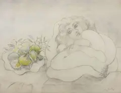 Nudo con limoni by Ercole Pignatelli, 1987, charcoal and acrylic on canvas, offered Mar 2024