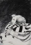 Marco Silombria, Calciatori, 1996, charcoal on paper