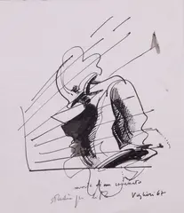 Morte di un corazzato by Tino Vaglieri, 1967, ink on paper, offered Mar 2024