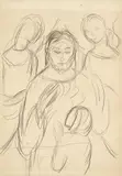Elisabeth Chaplin, Gesù e gli angeli, pencil on paper