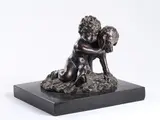 Giuseppe D'aste, Cherubino con cane e rana, scultura in bronze