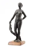 Quinto Martini, Nudo femminile con panno, scultura in bronze