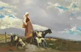 Pastorella by Alfredo Del Sordo, oil on faesite, offered Feb 2024