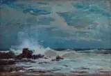Renuccio Renucci, Marina in tempesta, oil on compensato
