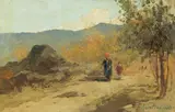 Ferruccio Rontini, Passeggiata in campagna, 1936, oil on compensato