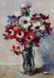 Corrado Michelozzi, Vaso di fiori, oil on tavoletta