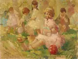 Cirno Sergio Bissi, Bambini, 1947, oil on cardboard