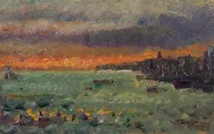 Marina by Beppe Ciardi, oil on cardboard, offered Feb 2024
