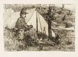 Giovanni Fattori, Accampamento, etching on zinco