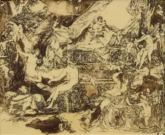 Hans Makart, Composizione, screenprint on avoriolina
