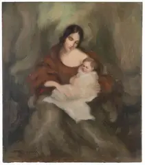Vittorio Gussoni, Maternità, oil on compensato