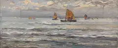 Marina by Fausto Pratella, oil on compensato, offered Feb 2024