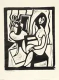 Piet Wiegman, Donna con vaso, Xilografia
