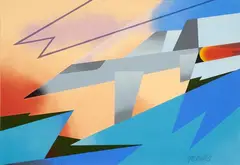 Due grafiche by Osvaldo Peruzzi, A) Aerojet, offered Feb 2024