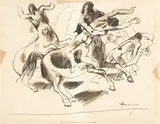 Felice Carena, Lotta con centauri, ink on paper