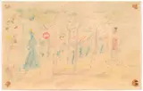 Moses Levy, In strada, mixed media on paper
