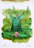 Antonio Possenti, I soldati nella palude, mixed media on card applicato on panel