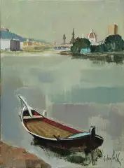 Silvio Polloni, Paesaggio sull'Arno, 1964, oil on canvas