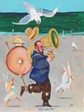 Un trombone by Antonio Possenti, oil on canvas board, offered Feb 2024
