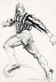 Marco Silombria, Calciatore, 1996, charcoal on paper