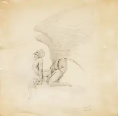Studio per «L'estasi di Ganimede» by Agostino Arrivabene, 1990, pencil on paper, offered Feb 2024
