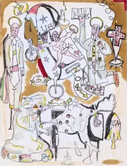 Tre opere «Divano Europa, Gozo» by Maurizio Savini, 2004, mixed media on paper, offered Feb 2024