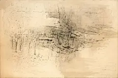 Mario Bionda, Senza titolo, 1961, frottage on paper applicata on canvas