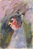 Figure by Mino Maccari, oil on cardboard, offered Feb 2024