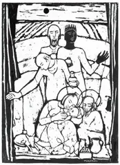 Natività con i Magi by Felice Casorati, 1960, tempera on card nero, offered Dec 2023
