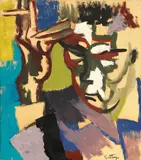Renato Guttuso, Ritratto del pittore Franco Francese, 1947, oil and tempera on paper applicata on canvas