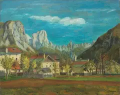 Case di sera by Fiorenzo Tomea, 1936, oil on canvas, offered Dec 2023