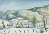 Fiorenzo Tomea, Paesaggio innevato, oil on canvas