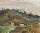 Prime nevi sulle cime dei monti by Arturo Tosi, oil on canvas, offered Dec 2023