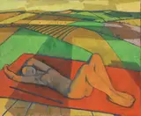 Felice Casorati, Nudo sul paesaggio (Nudo e campi)
