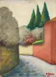 Ottone Rosai, Via San Leonardo (la casa rossa), 1946, oil on cardboard