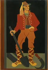 Fortunato Depero, Figura campestre, 1937, oil on paper applicata on canvas