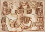 Massimo Campigli, Le attrici, 1946, oil on canvas