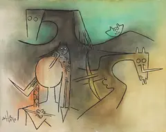 Wifredo Lam, Figures, 1973, oil on canvas