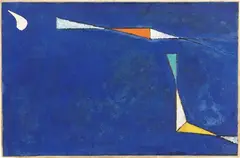 Notturno by Osvaldo Licini, 1956, oil on paper applicata on canvas, offered Dec 2023