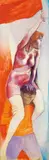 Renato Guttuso, Donna con ragazzo e bandiere (Maggio 68), 1968, acrylic on paper applicata on canvas