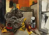 Renato Guttuso, Damigiana e case, 1961, oil on canvas