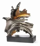 Francesco Somaini, Primavera d'altoforno III, 1963, scultura in bronze patinato con lucidi parziali on base in ferro