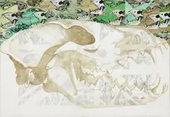 Pietro Ruffo, Uk, 2007, watercolour on paper geografica applicata on canvas