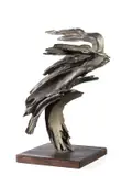 Francesco Somaini, Bozzetto per il Monumento ai Marinai d'Italia III, 1966, scultura in bronze in bagno di nichel con lucidi parziali on base in legno