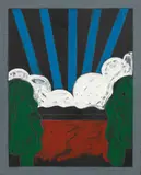 Figure e paesaggio by Tano Festa, 1975, enamel and acrylic on canvas, offered Dec 2023