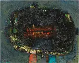 Gianni Dova, Figura, 1954, mixed media on canvas