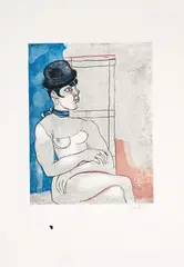 Due grafiche a soggetto «Nudo femminile» by Franco Gentilini, etching and acquatinta, offered Dec 2023