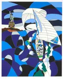 Ugo Nespolo, Azzurra all'America's Cup, screenprint