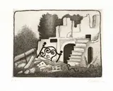 Giuseppe Viviani, Letto e macerie, 1952, etching